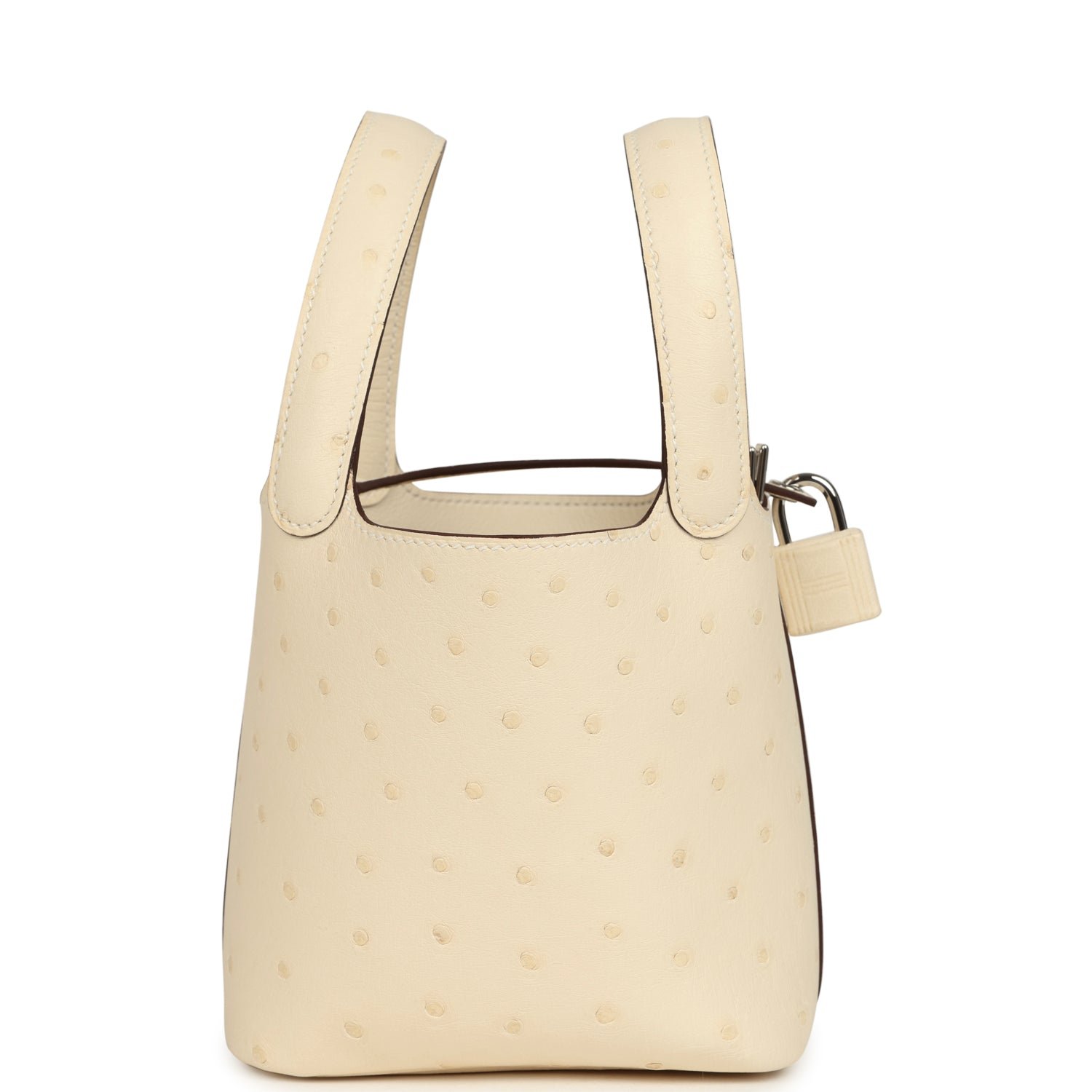 Hermes Micro Picotin Lock 14 Nata Ostrich Palladium Hardware - Image 3