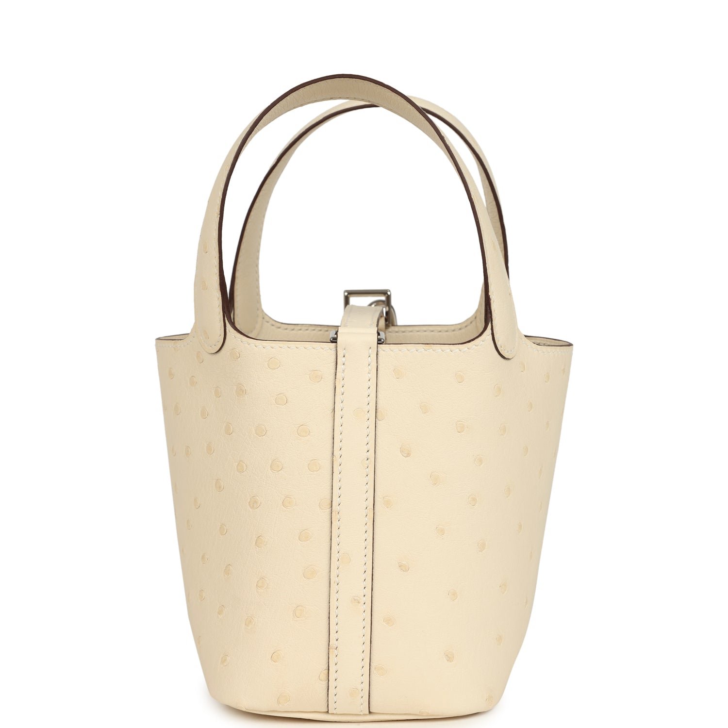 Hermes Micro Picotin Lock 14 Nata Ostrich Palladium Hardware - Image 4