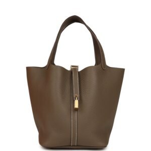 Hermes Picotin Lock 22 Etoupe Clemence Gold Hardware (MAC-H-PI-260318-2)