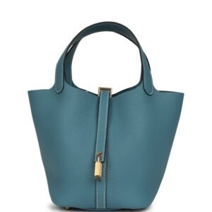 Hermes Picotin Lock 18 Blue Jean Clemence Gold Hardware