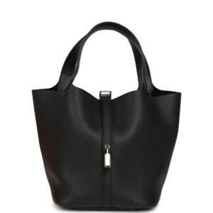 Hermes Picotin Lock 22 Black Clemence Palladium Hardware