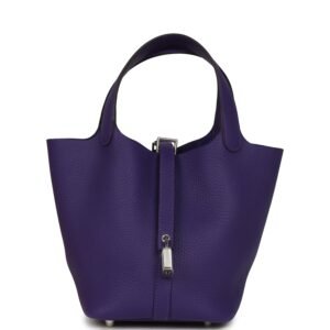 Hermes Picotin Lock 18 Purple Clemence Palladium Hardware