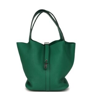 Hermes Picotin Lock 22 Vert Vertigo Clemence and Matte Alligator Touch Palladium Hardware