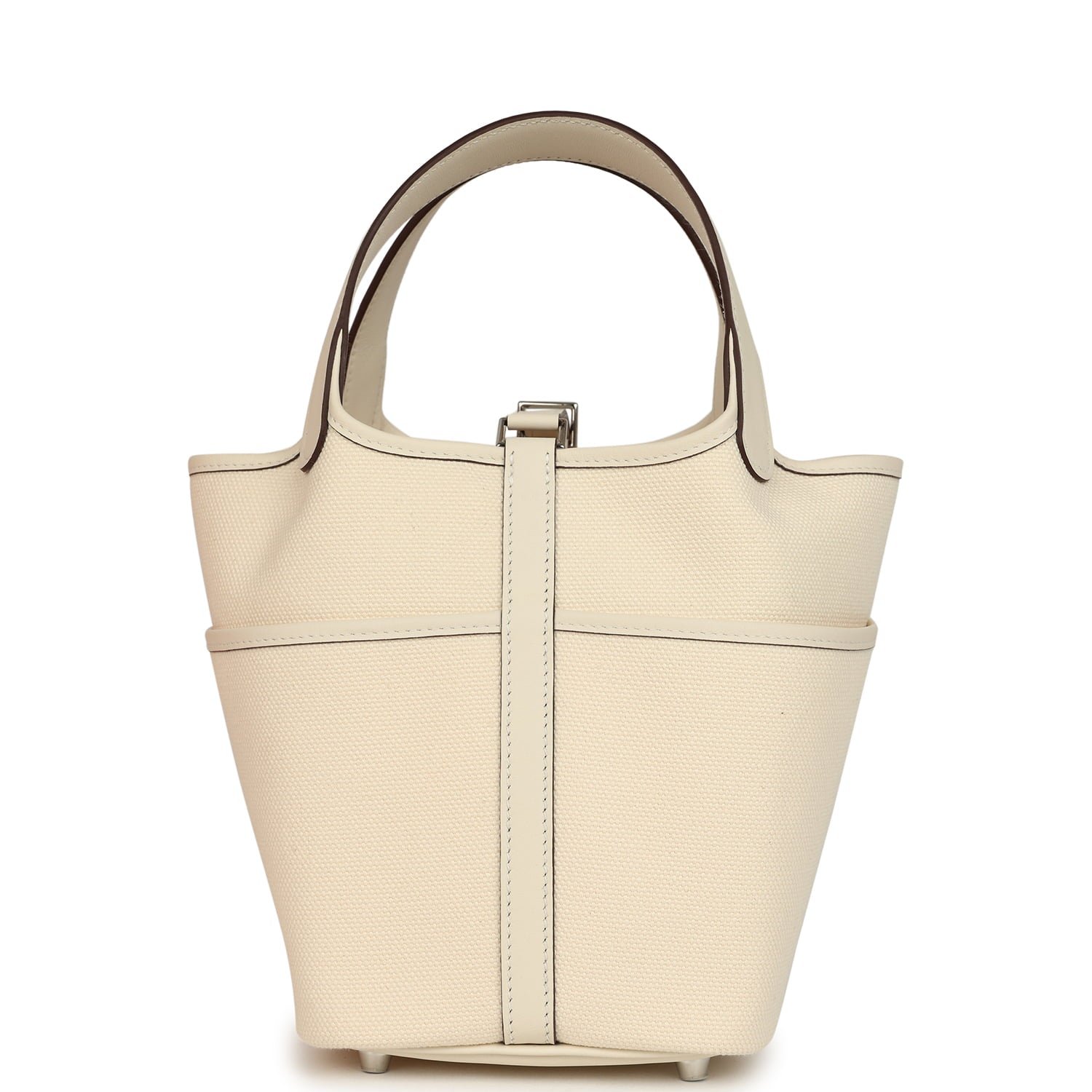 Hermes Picotin Cargo 18 Nata Swift and Toile Canvas Palladium Hardware - Image 4