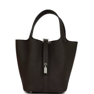 Hermes Picotin Lock 18 Bai Brun Clemence Palladium Hardware