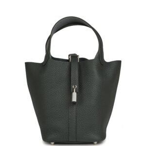 Hermes Picotin Lock 18 Eclat Vert Mangrove Clemence, Gris Pantin Swift Palladium Hardware