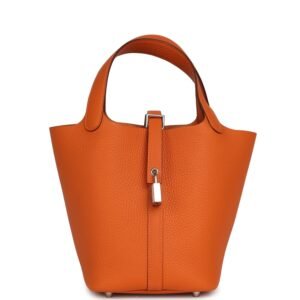 Hermes Picotin Lock 18 Orange Clemence Palladium Hardware (MAC-H-PI-260708-2)