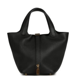 Hermes Picotin Lock 18 Black Clemence Gold Hardware