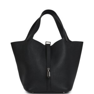 Hermes Picotin Lock 22 Black Clemence Palladium Hardware