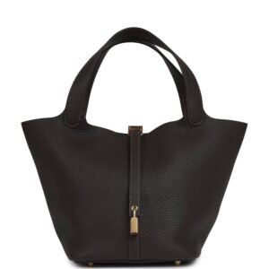 Hermes Picotin Lock 22 Bai Brun Clemence Gold Hardware