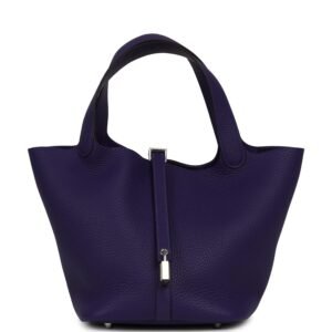 Hermes Picotin Lock 22 Purple Clemence Palladium Hardware
