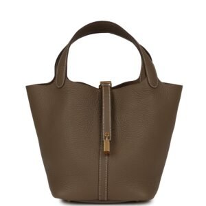 Hermes Picotin Lock 22 Etoupe Clemence Gold Hardware (MAC-H-PI-260825-2-JY)