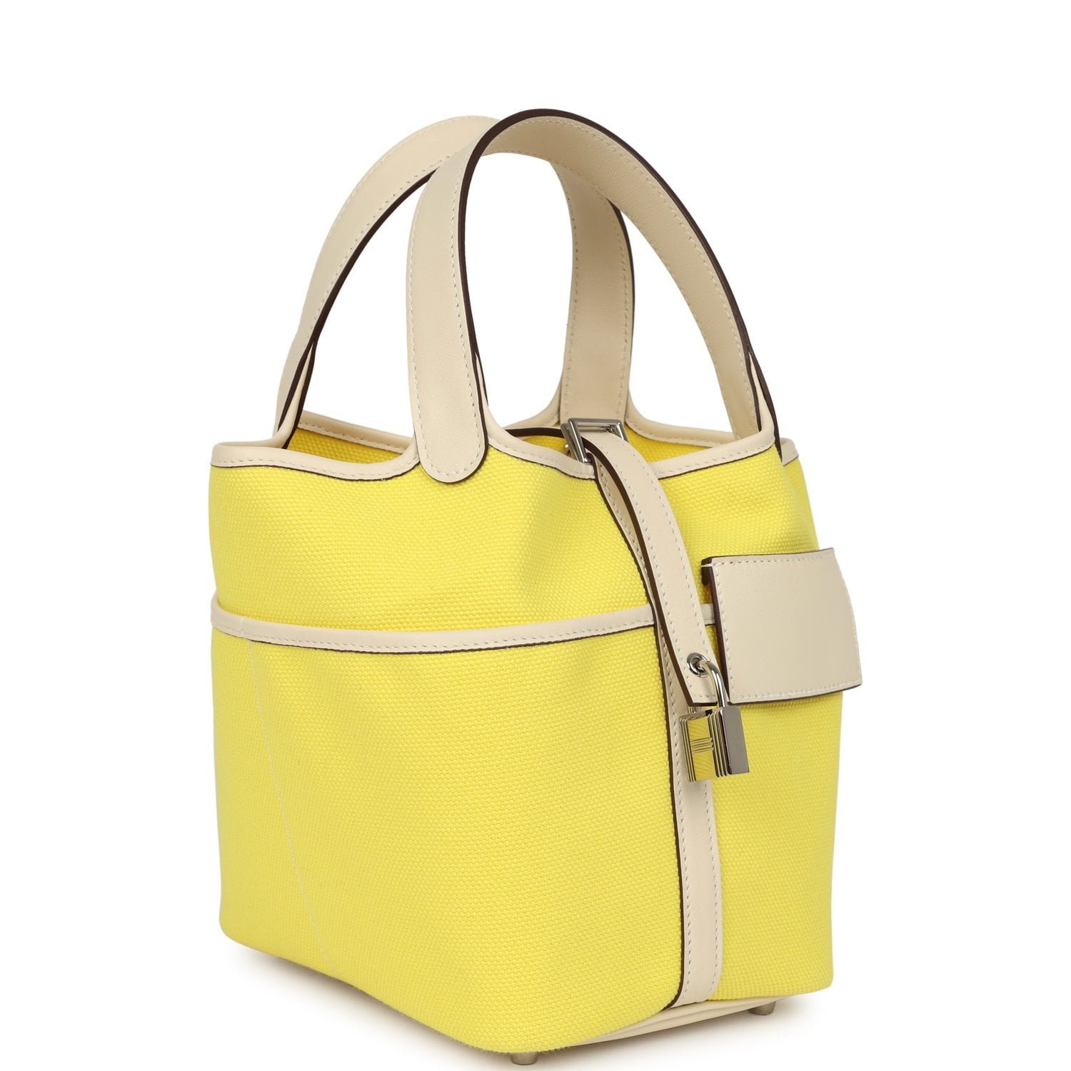 Hermes Picotin Cargo 18 Jaune Citron and Nata Swift and Toile Canvas Palladium Hardware - Image 2