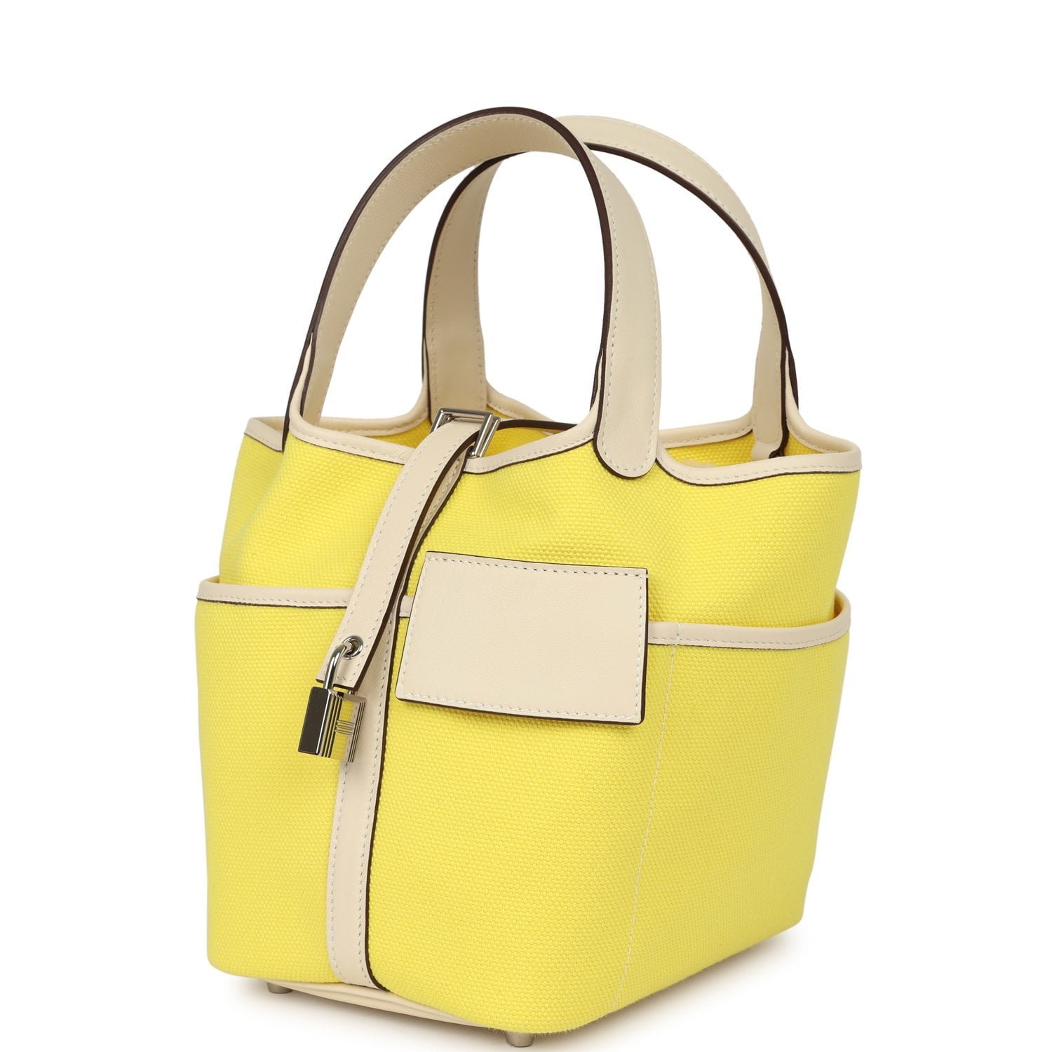 Hermes Picotin Cargo 18 Jaune Citron and Nata Swift and Toile Canvas Palladium Hardware - Image 5