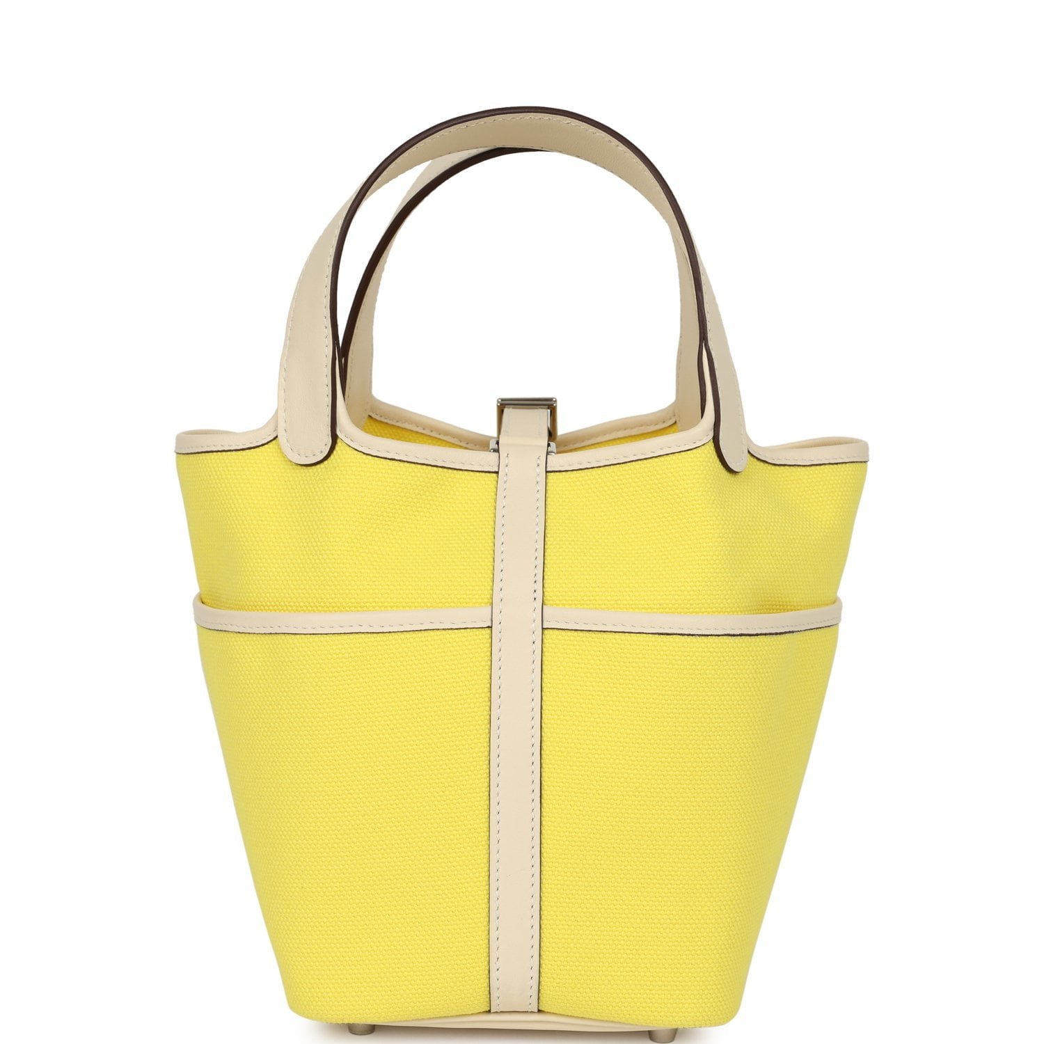 Hermes Picotin Cargo 18 Jaune Citron and Nata Swift and Toile Canvas Palladium Hardware - Image 4