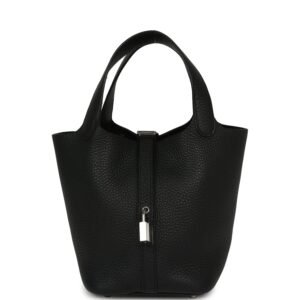 Hermes Picotin Lock 18 Black Clemence Palladium Hardware