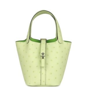 Hermes Micro Picotin Lock 14 Jaune Bourgeon Ostrich Palladium Hardware